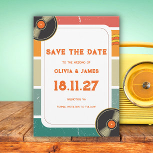 Save The Date Musique Rétro Années 60 Vinyle Mariage Groovy