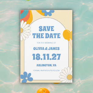 Save The Date Musique Rétro Douce des Années 60 Fleurs Mariage G