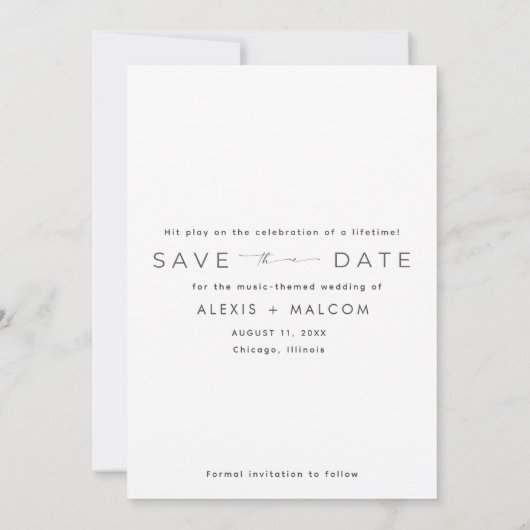 Save The Date Musique Thème Mariage Photo Enregistrer la date (Dos)