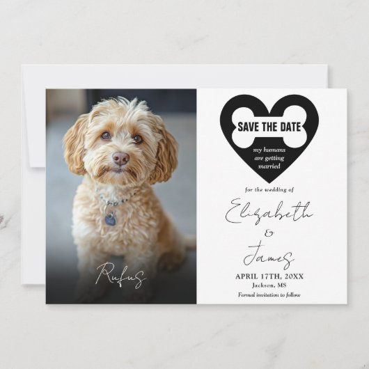 Save The Date My Humans Chien 2 Photos QR Code Mariage (Devant)