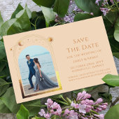 Save The Date Mysic Chic Champagne Gold Star Moon Espace photo