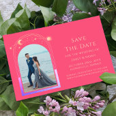Save The Date Mysic Chic Fuchsia Rose Star Moon Espace photo