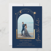 Save The Date Mystic Bleu Or Soleil Lune Star Space (Devant)