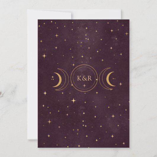 Save The Date Mystical Celestial Gold Moon Clouds Wedding (Dos)