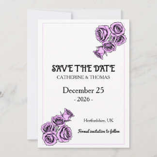 Save The Date Mystical Purple Rose Wedding