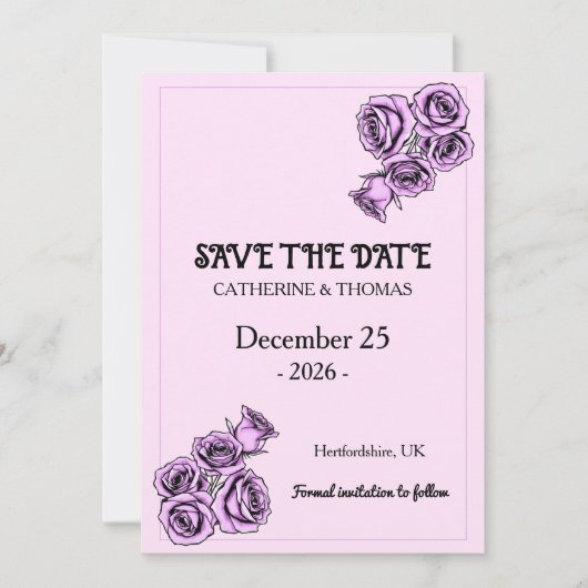 Save The Date Mystical Purple Rose Wedding (Devant)