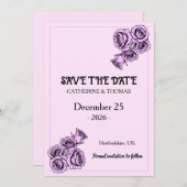 Save The Date Mystical Purple Rose Wedding (Devant / Derrière)