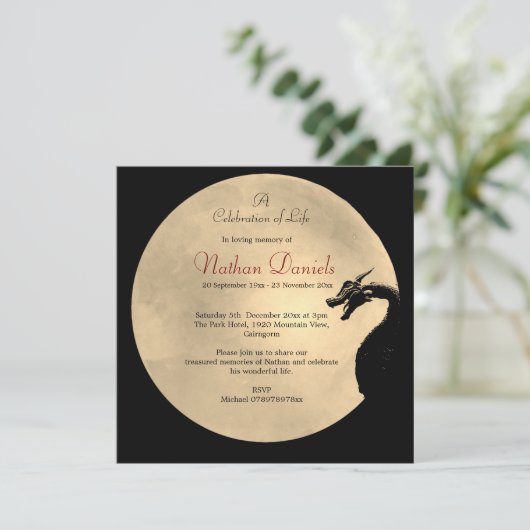 Save The Date Mythical Dragon Celebration of Life Card (Debout devant)