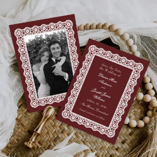 Save The Date napperon en dentelle style vintage photo mariage