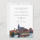 Save The Date Nashville Riverfront Watercolor Photo Wedding (Devant)