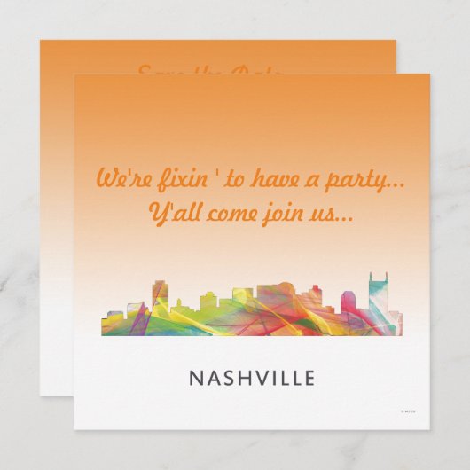 SAVE THE DATE NASHVILLE, TENNESSEE SKYLINE WB1 - (Devant / Derrière)