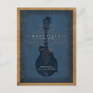 Save the date Nashville, TN - Blauwe Mandoline Aankondigingskaart
