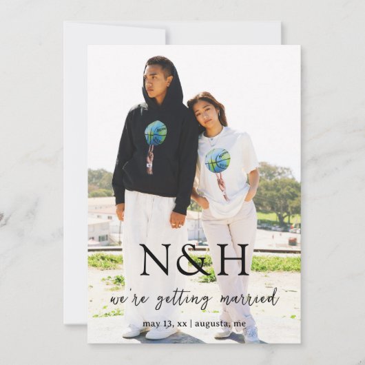 Save The Date Natasha Photo Monogramme Mariage moderne (Devant)