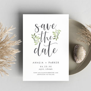 Save The Date Natural Greenery Modern Botanical
