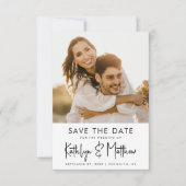 Save The Date Natural White Fun Script Mariage photo moderne (Devant)