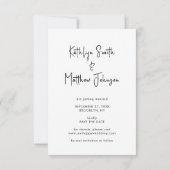 Save The Date Natural White Fun Script Mariage photo moderne (Dos)