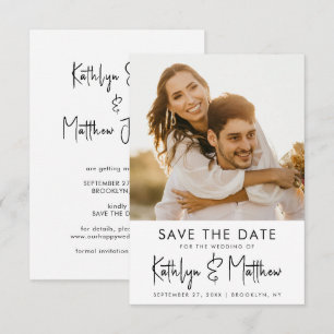 Save The Date Natural White Fun Script Mariage photo moderne