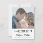 Save The Date Naturel Blanc Moderne Typographie Mariage photo (Devant)