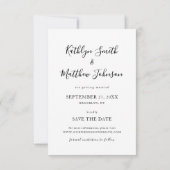 Save The Date Naturel Blanc Moderne Typographie Mariage photo (Dos)