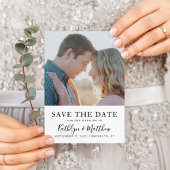 Save The Date Naturel Blanc Moderne Typographie Mariage photo