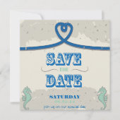 Save The Date Nautical Beach Blue Heart Knot Enregistrer la date (Devant)