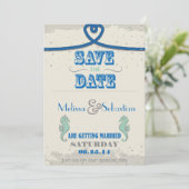 Save The Date Nautical Beach Blue Heart Knot Enregistrer la date (Debout devant)