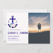 Save The Date Nautical Floral Stripes Wedding (Devant)