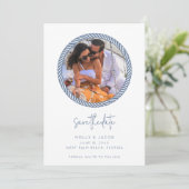 Save The Date Nautical Rope Photo Wedding Enregistrer la date (Debout devant)