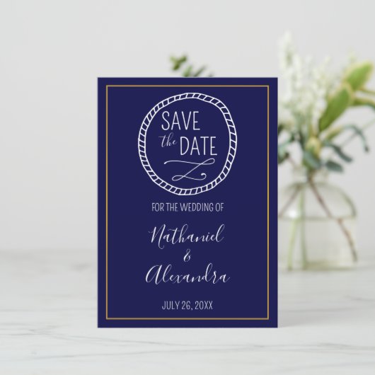 Save The Date Nautical Rope Wreath Wedding Enregistrer la date (Debout devant)