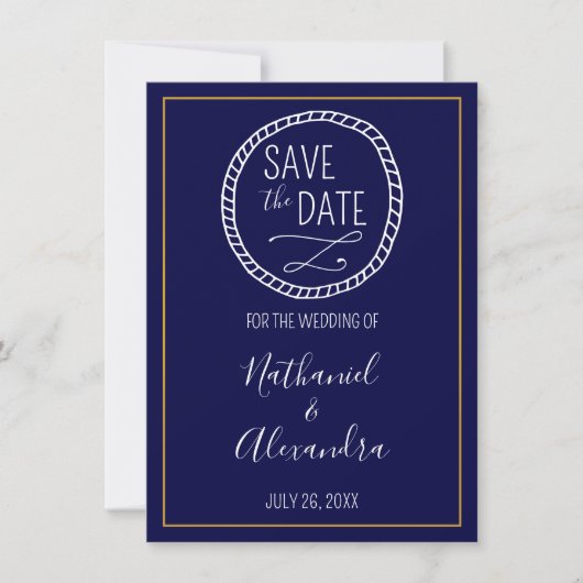 Save The Date Nautical Rope Wreath Wedding Enregistrer la date (Devant)
