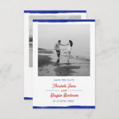 Save The Date Nautique Enregistrer la date Rustic Blue Paint Pho (Devant / Derrière)