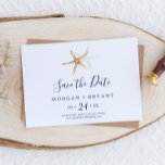 Save The Date Nautique moderne | Horizontal de poisson étoilé<br><div class="desc">Cette étoile de mer moderne horizontale enregistrer la carte de date est parfait pour une croisière ou un mariage sur la plage. Le design simple présente une étoile de mer dorée.</div>