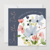Save The Date Navy Arch Floral Boho Enregistrez la Date (Devant)
