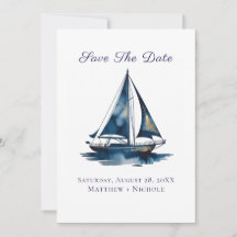 Navy Blue and Gold Sailboat Nautical Wedding