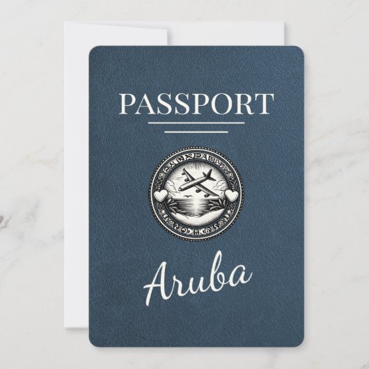 Save The Date Navy Blue Aruba Passeport Enregistrer La Date (Devant)