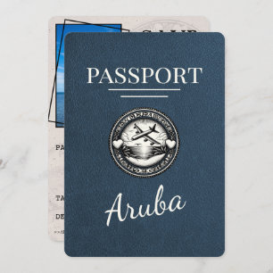 Save The Date Navy Blue Aruba Passeport Enregistrer La Date