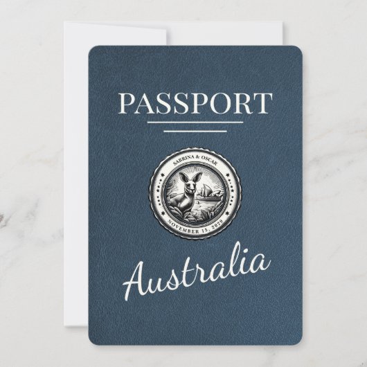 Save The Date Navy Blue Australia Passeport Enregistrer La Date (Devant)