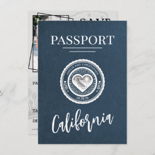 Save The Date Navy Blue California Passeport Enregistrer La Date