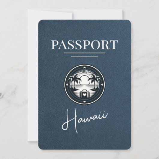 Save The Date Navy Blue Hawaii Passeport Enregistrer La Date (Devant)