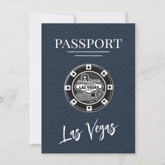Save The Date Navy Blue Las Vegas Passeport Enregistrer La Date (Devant)