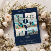 Save The Date Navy Blue Love Quote Simple Elegant  6 Multi Photo