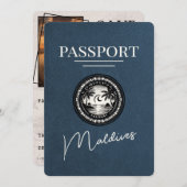 Save The Date Navy Blue Maldives Passeport Enregistrer La Date (Devant / Derrière)