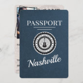 Save The Date Navy Blue Nashville Passport Enregistrer La Date (Devant / Derrière)