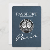 Save The Date Navy Blue Paris Passport Enregistrer La Date (Devant)