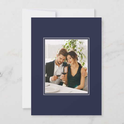 Save The Date Navy Blue Simple Elegant Enregistrer la date avec  (Dos)
