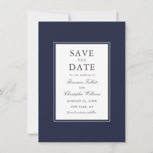 Save The Date Navy Blue Simple Elegant Enregistrer la date avec