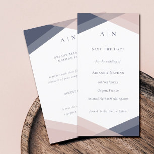 Save The Date Navy Blush Modern Enregistrer La Date Mariage