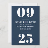Save The Date Navy Bold Typographie Enregistrer la date (Devant)