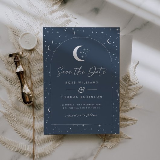 Save The Date Navy Céleste Arché Sauvegarder La Date
