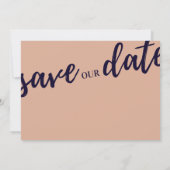 Save The Date navy et rose vif script moderne enregistrer la dat (Dos)